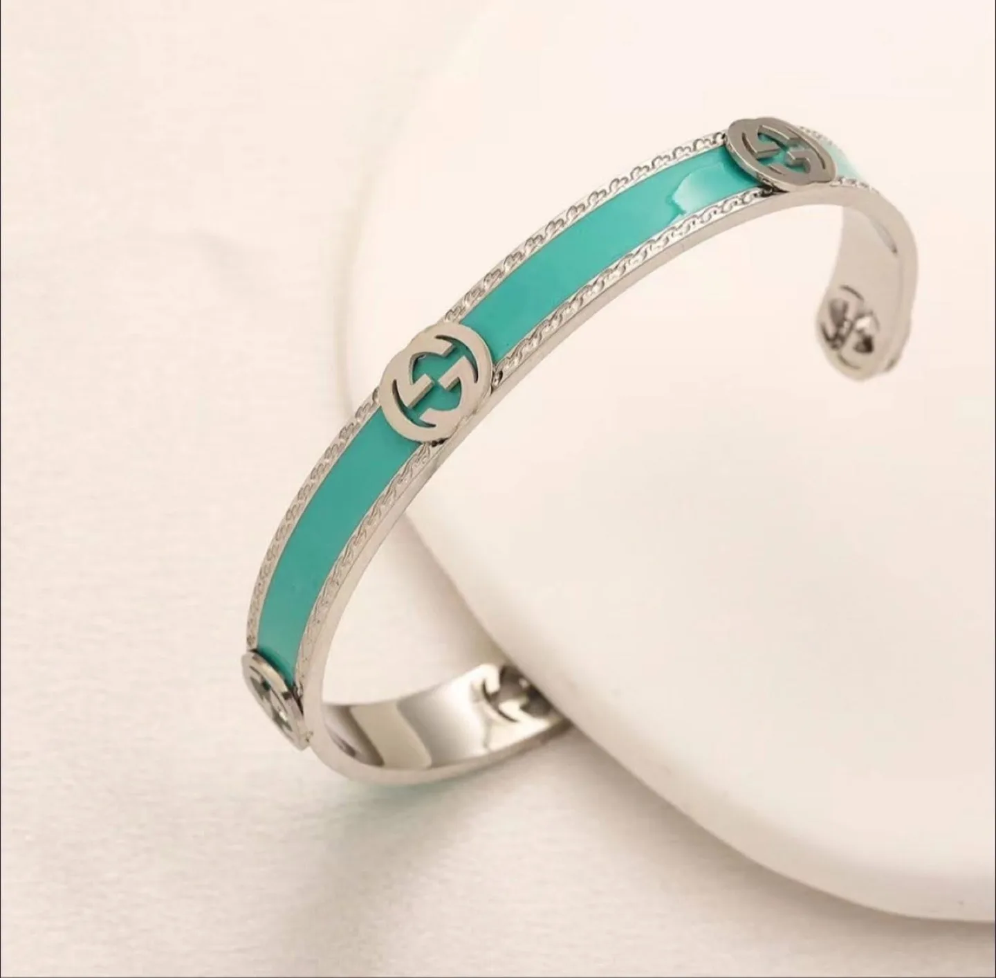Gucci Turquoise Enamel Cuff Bracelet thumbnail