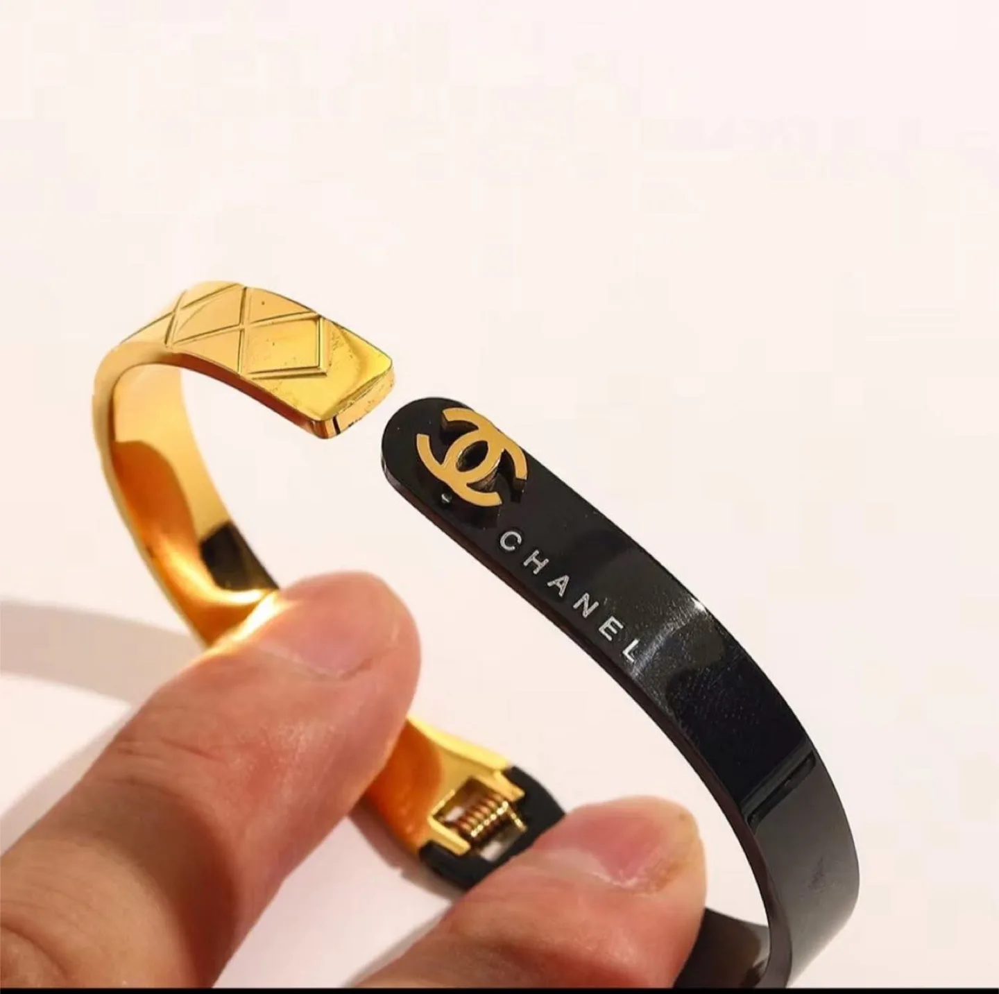 Chanel Bangle Bracelet - Gold & Black thumbnail
