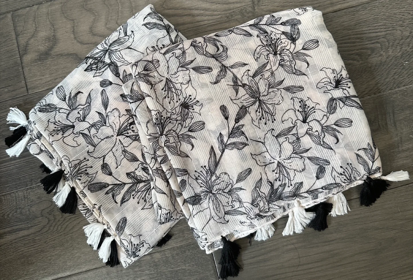 Floral Scarf with Tassels thumbnail