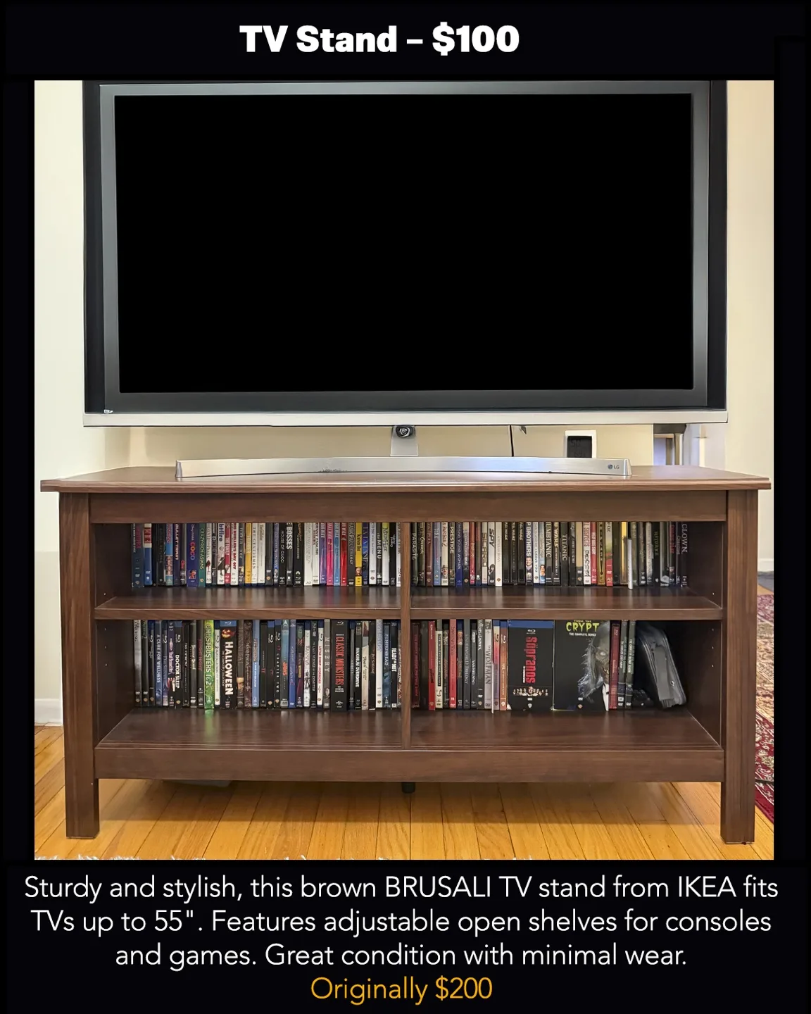 IKEA Brusali Brown TV Stand - Fits up to 55" TVs thumbnail