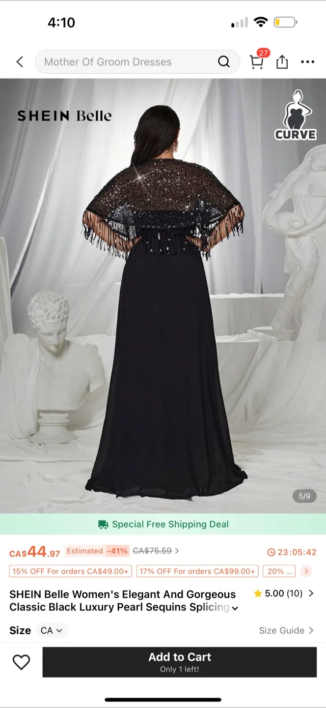 SHEIN Belle Black Sequin Dress thumbnail