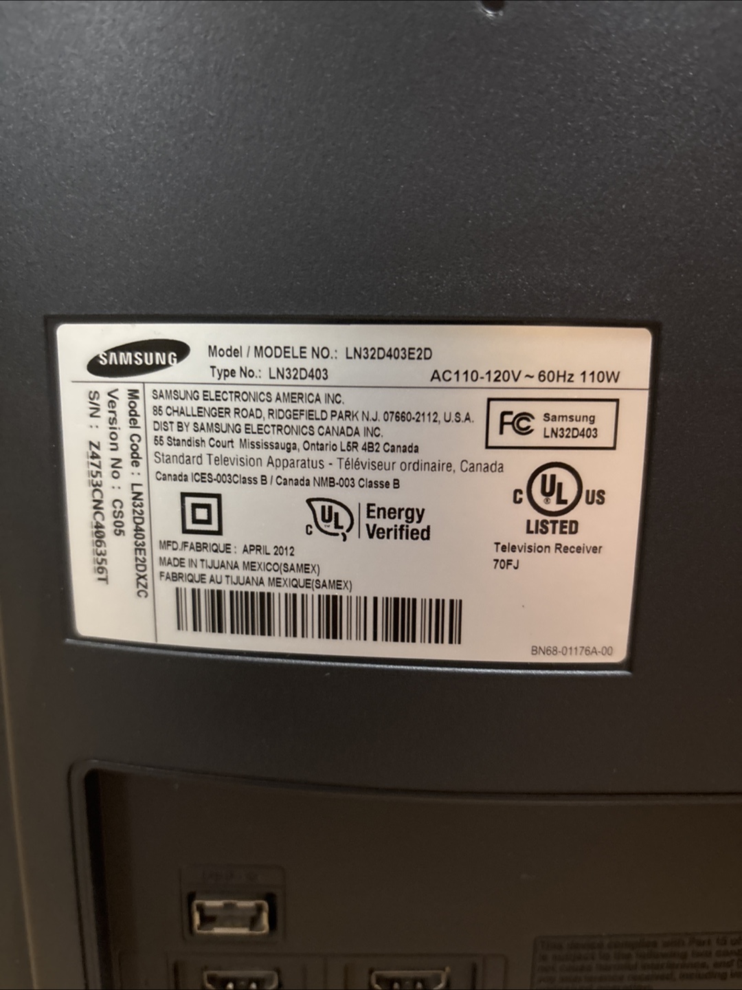 Samsung LN32D403E2D 32" TV - photo 3