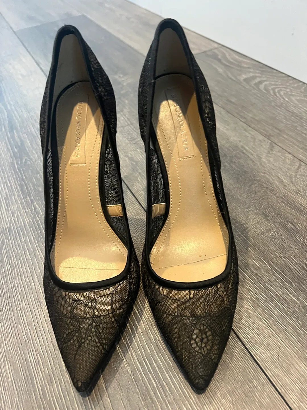 BCBGMAXAZRIA Black Lace Heels - Size 7.5 thumbnail