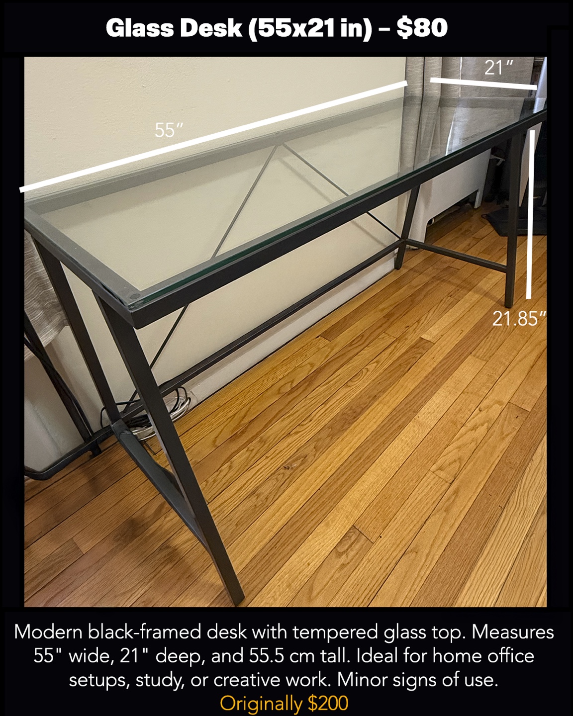 Glass Desk (55x21 in)