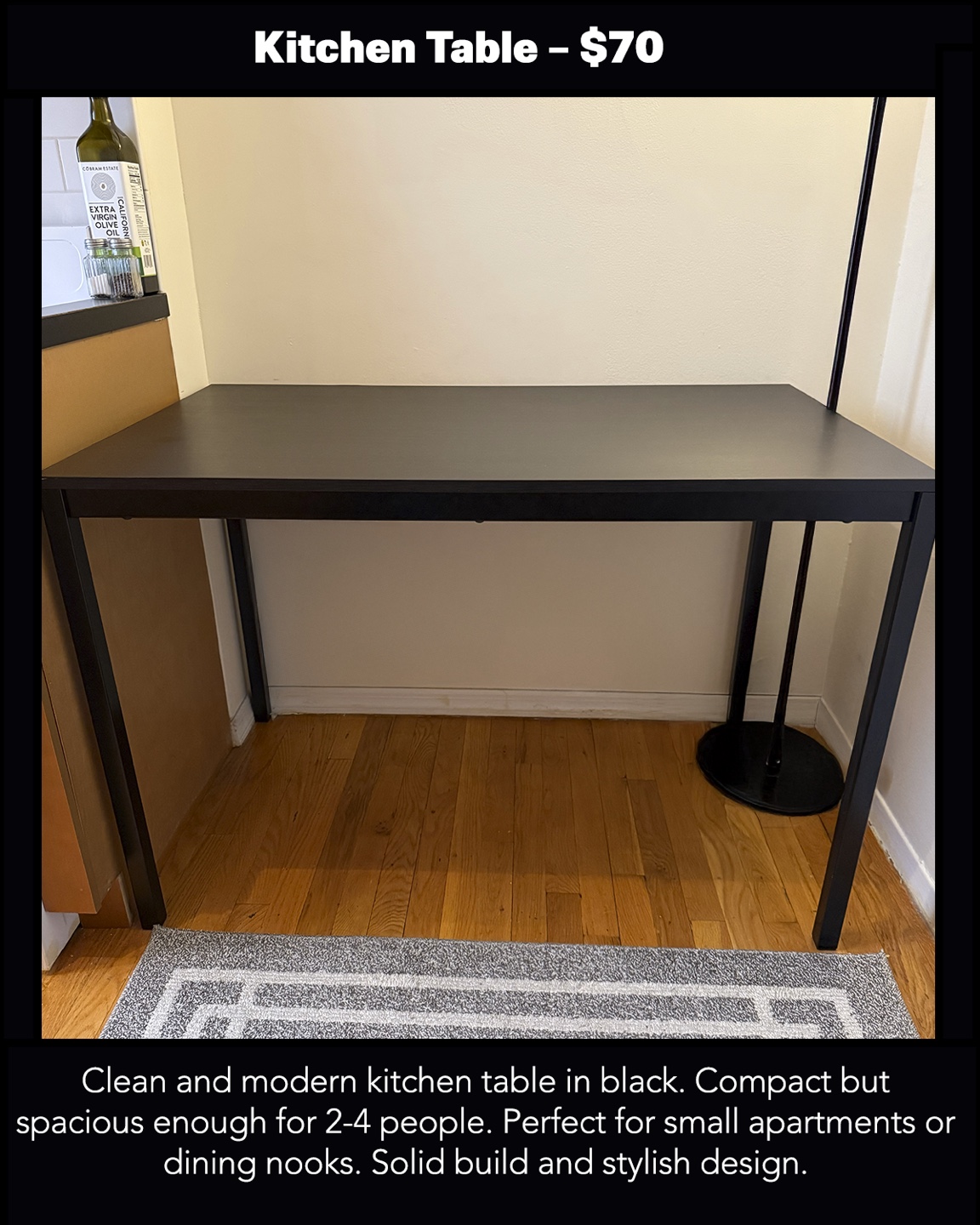 Black Kitchen Table - 43"x26"