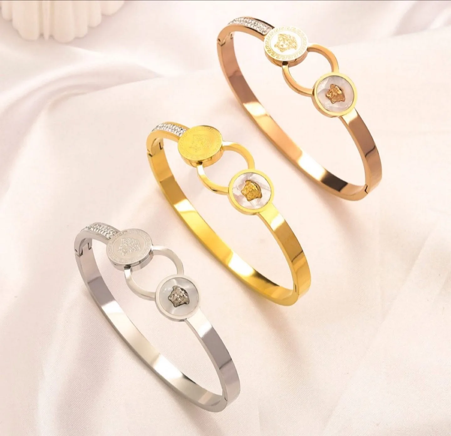 Versace Style Bangle Bracelet - Gold, Silver, Rose Gold thumbnail