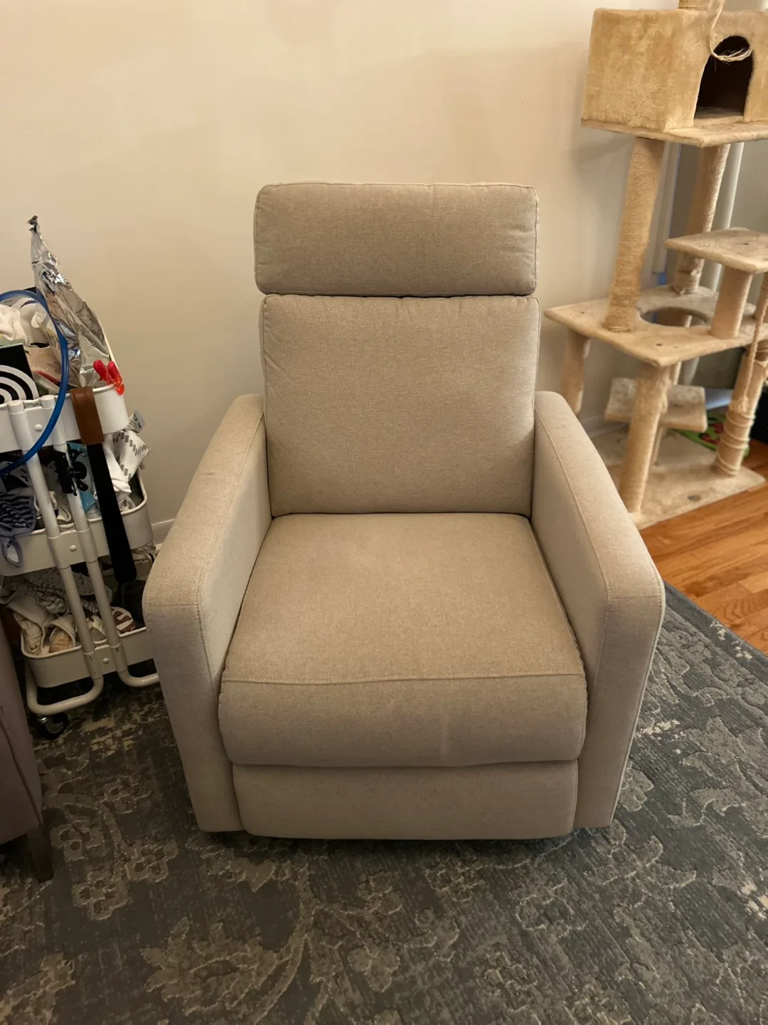 Fabric power recliner chair w power headrest thumbnail