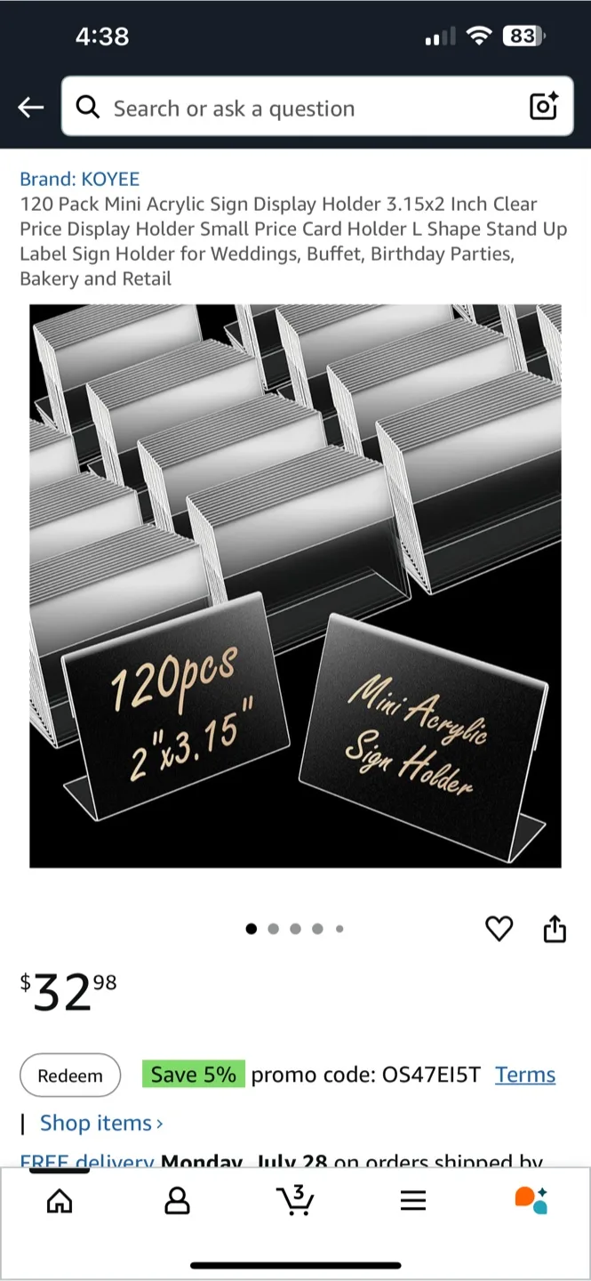 KOYEE Acrylic Sign Holder - 120 Pack thumbnail