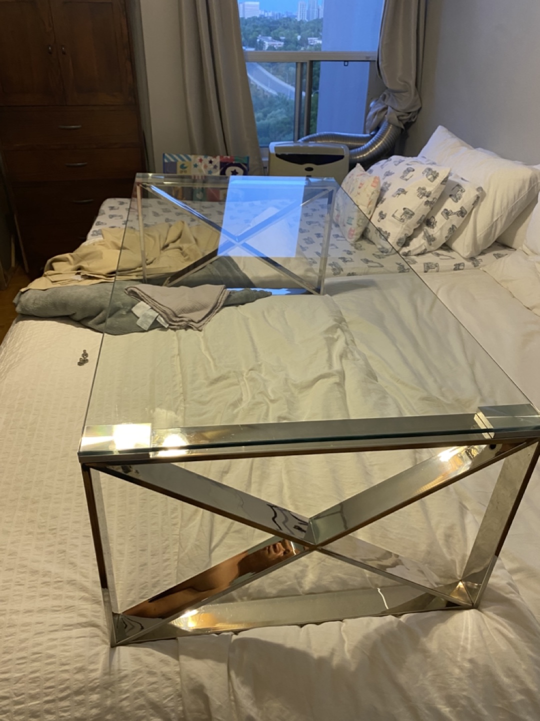 Glass Top Coffee Table with Chrome Base
