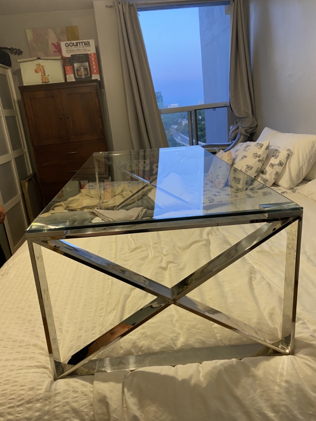 Glass Top Coffee Table with Chrome Base - photo 3