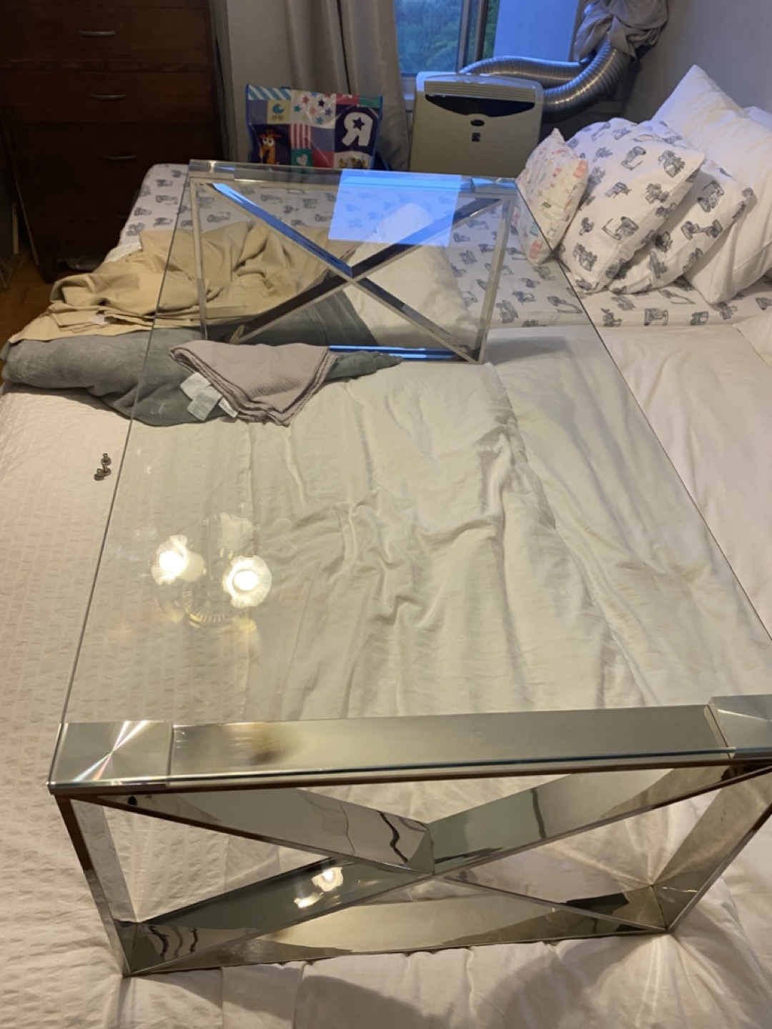 Glass Top Coffee Table with Chrome Base - photo 2