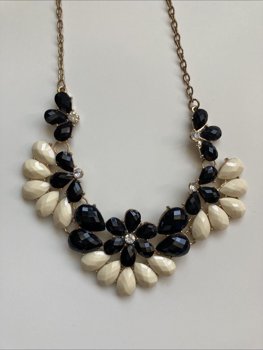 Black & Cream Floral Statement Necklace