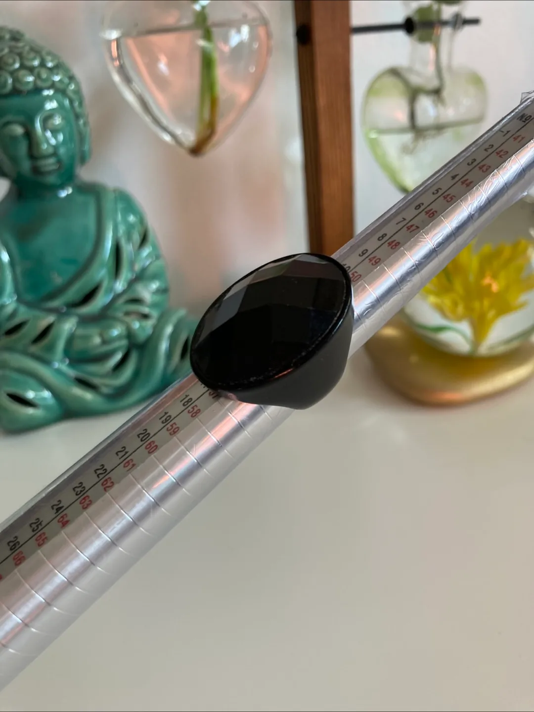 Black Faceted Ring, Size 7 thumbnail