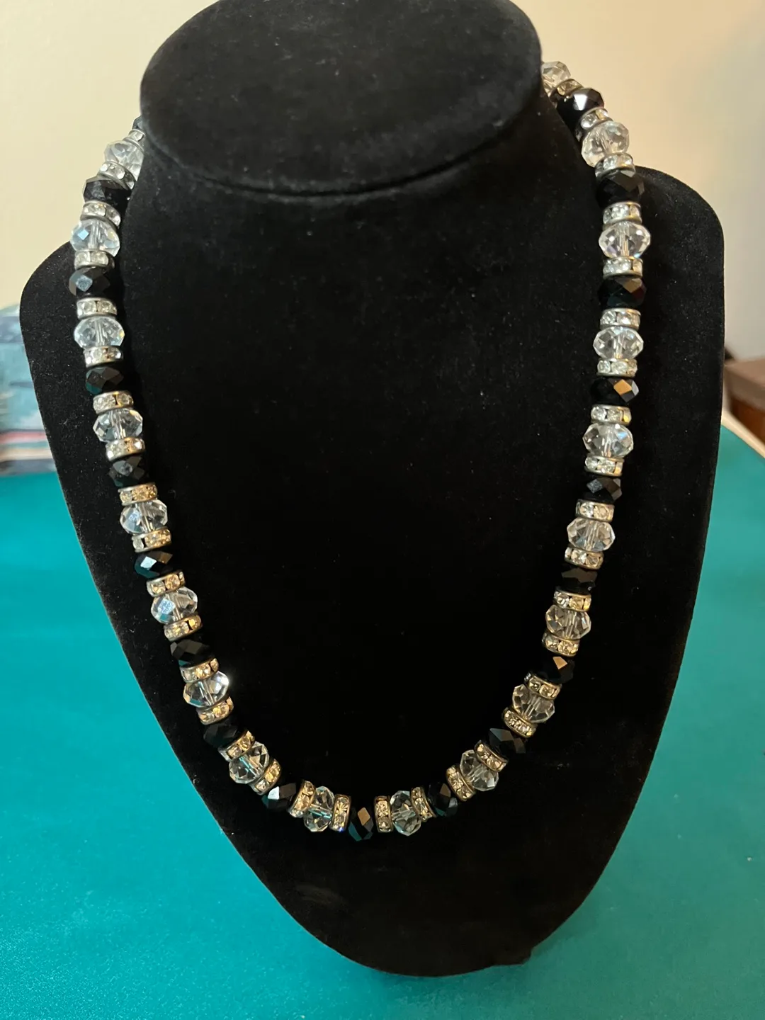 Black & Clear Beaded Necklace, beautifully made thumbnail
