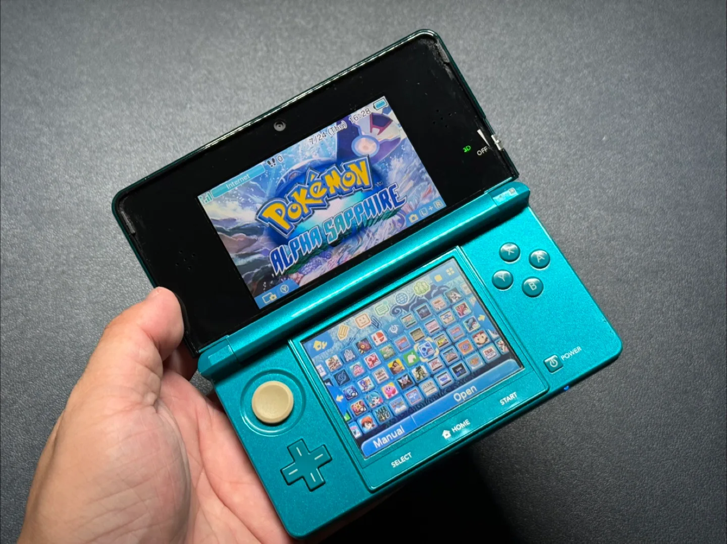 Nintendo 3DS – Aqua Blue (Fully Modded) thumbnail