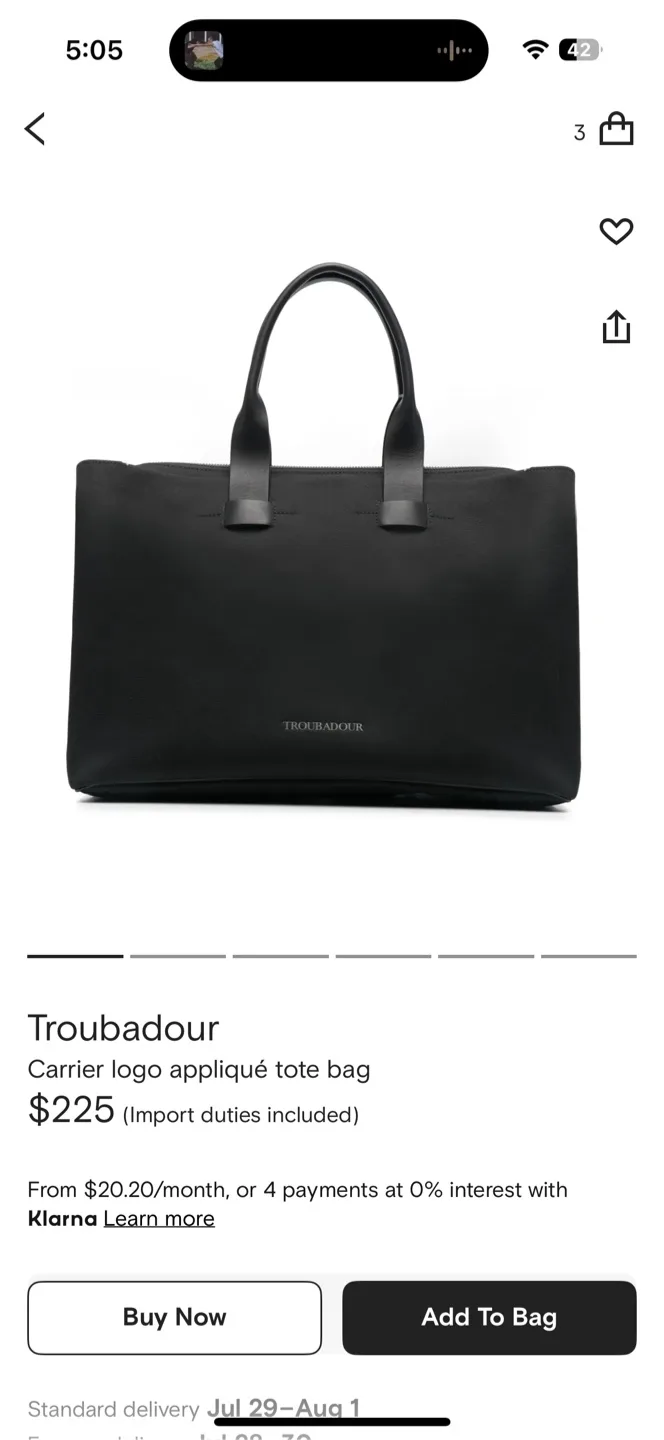 Troubadour Black Tote Bag image indicator(10)