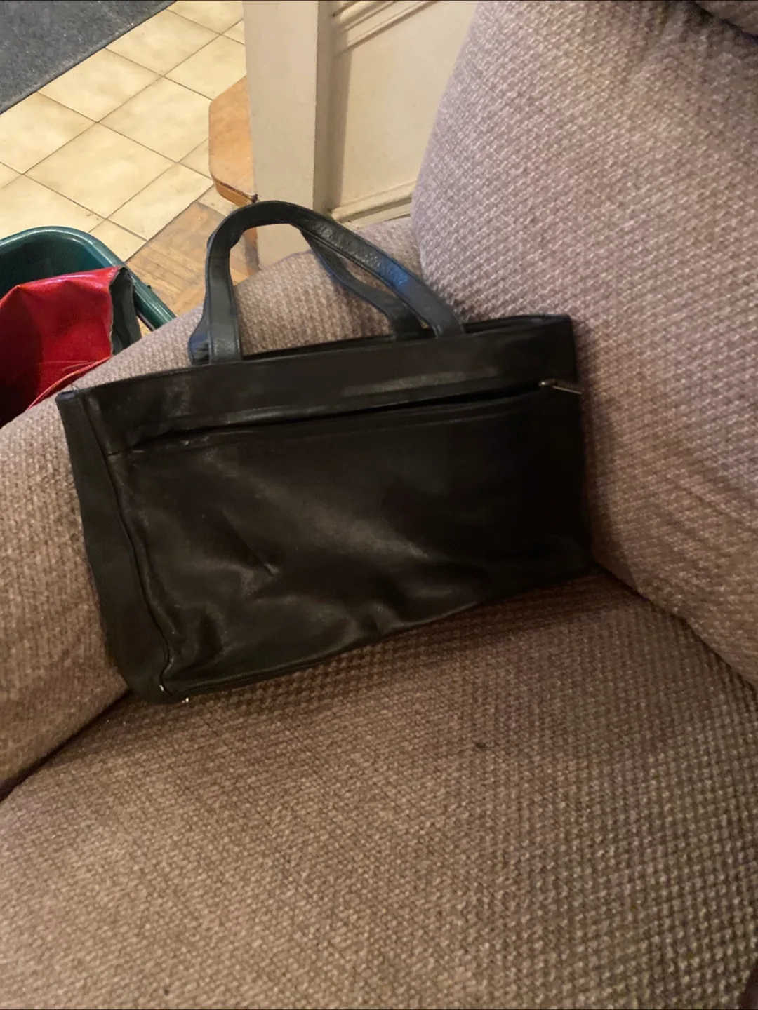 Black Leather Tote Bag