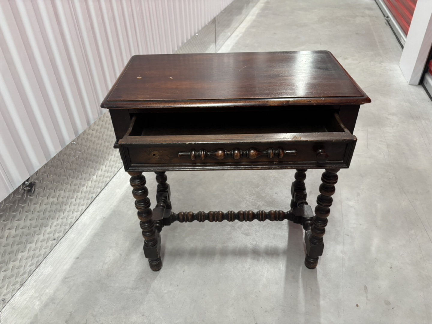 Antique Dark Wood Side Table - photo 2