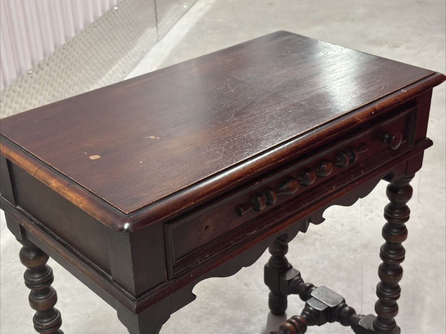 Antique Dark Wood Side Table - photo 3