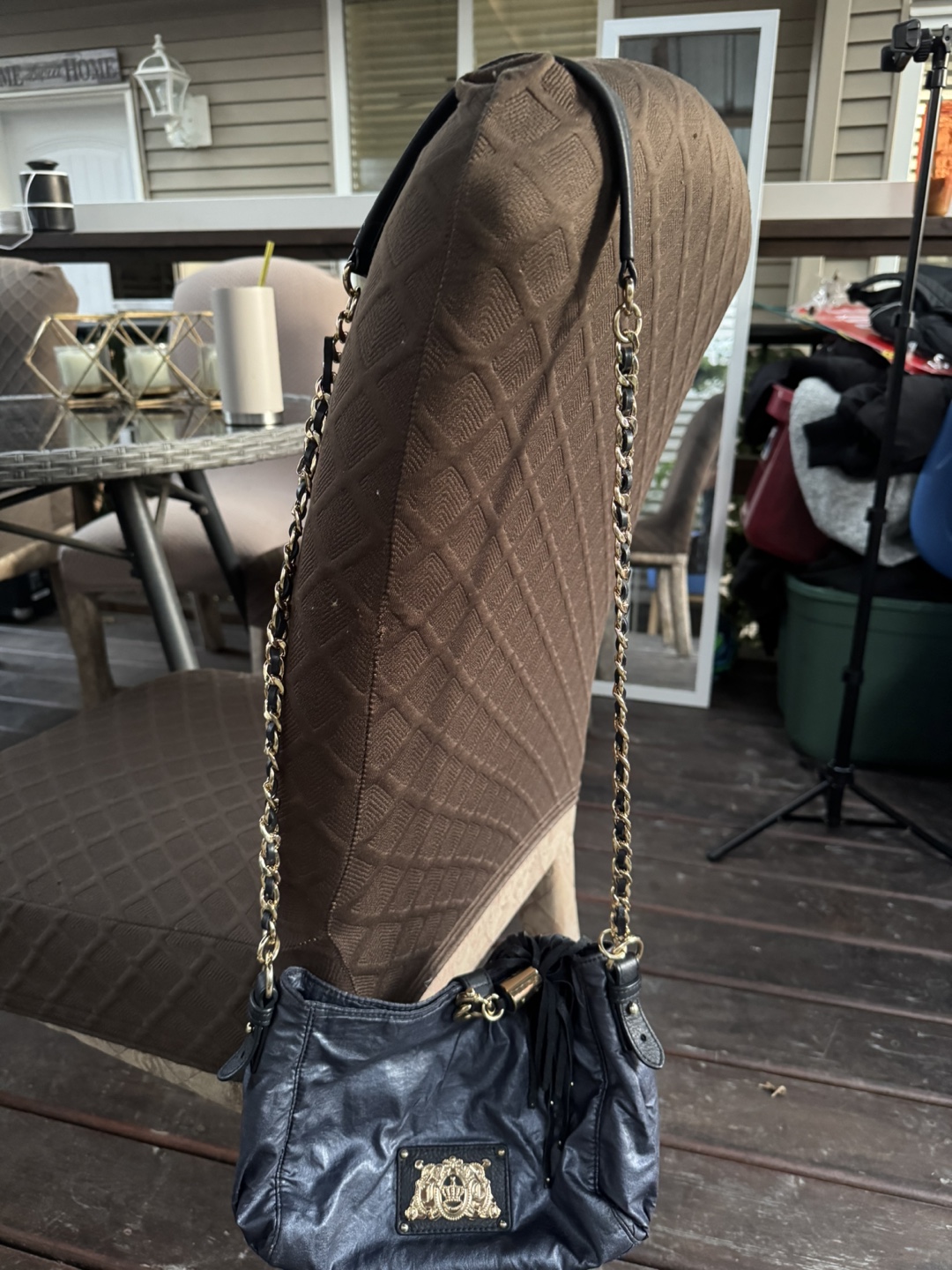 Juicy Couture Black Leather Chain Bag