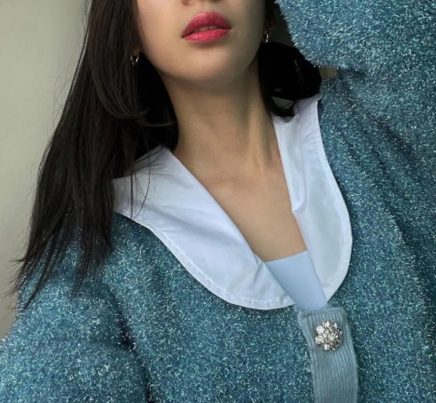 Ganni Blue Knit Sparkle Cardigan image indicator(4)