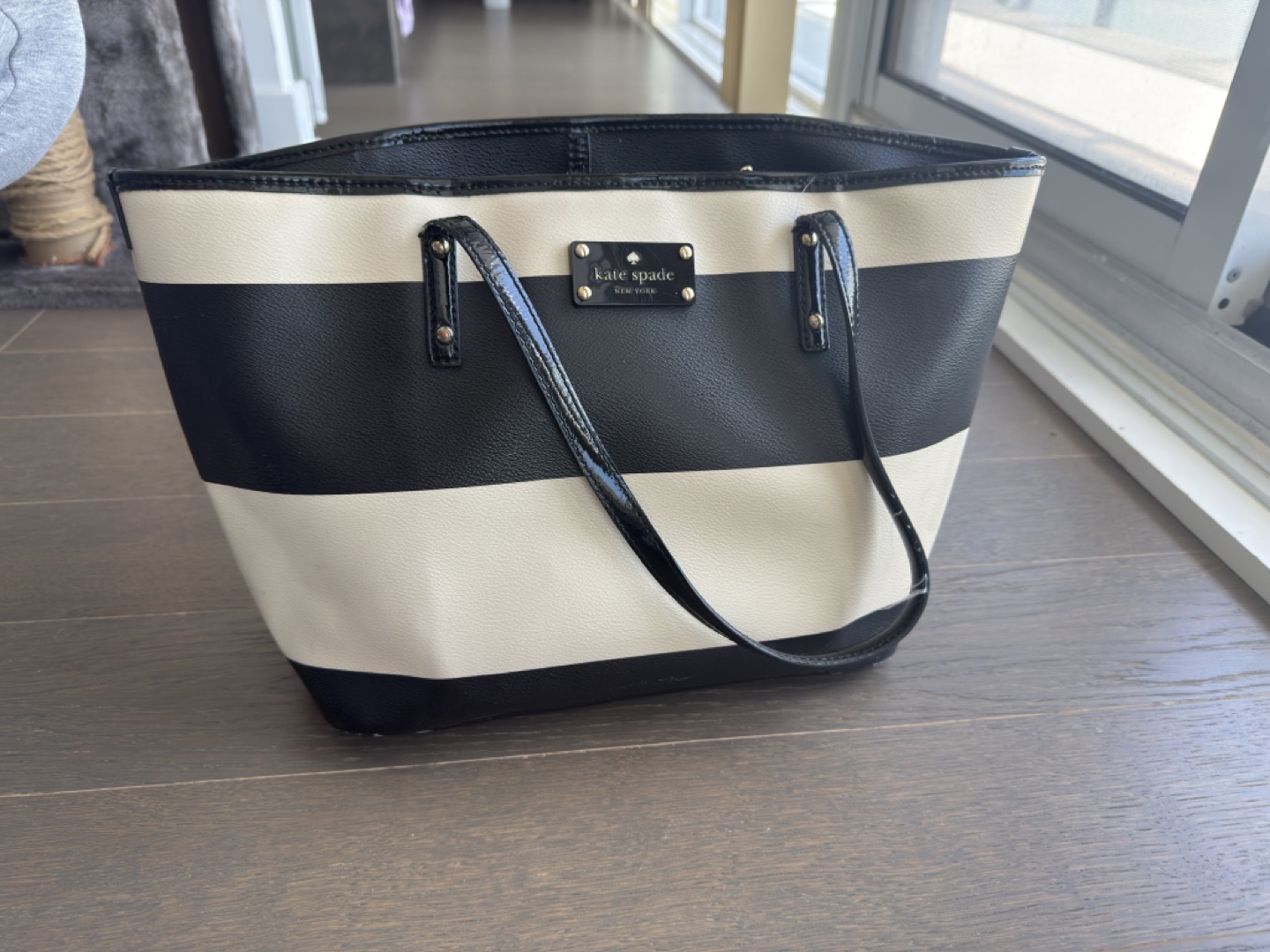 Kate Spade Black & White Striped Tote Bag