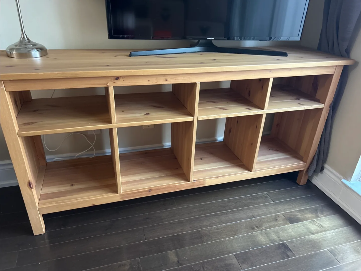 Wooden TV Stand with Storage Cubbies thumbnail