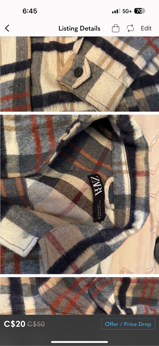 Zara Plaid Shacket - Size M - photo 2