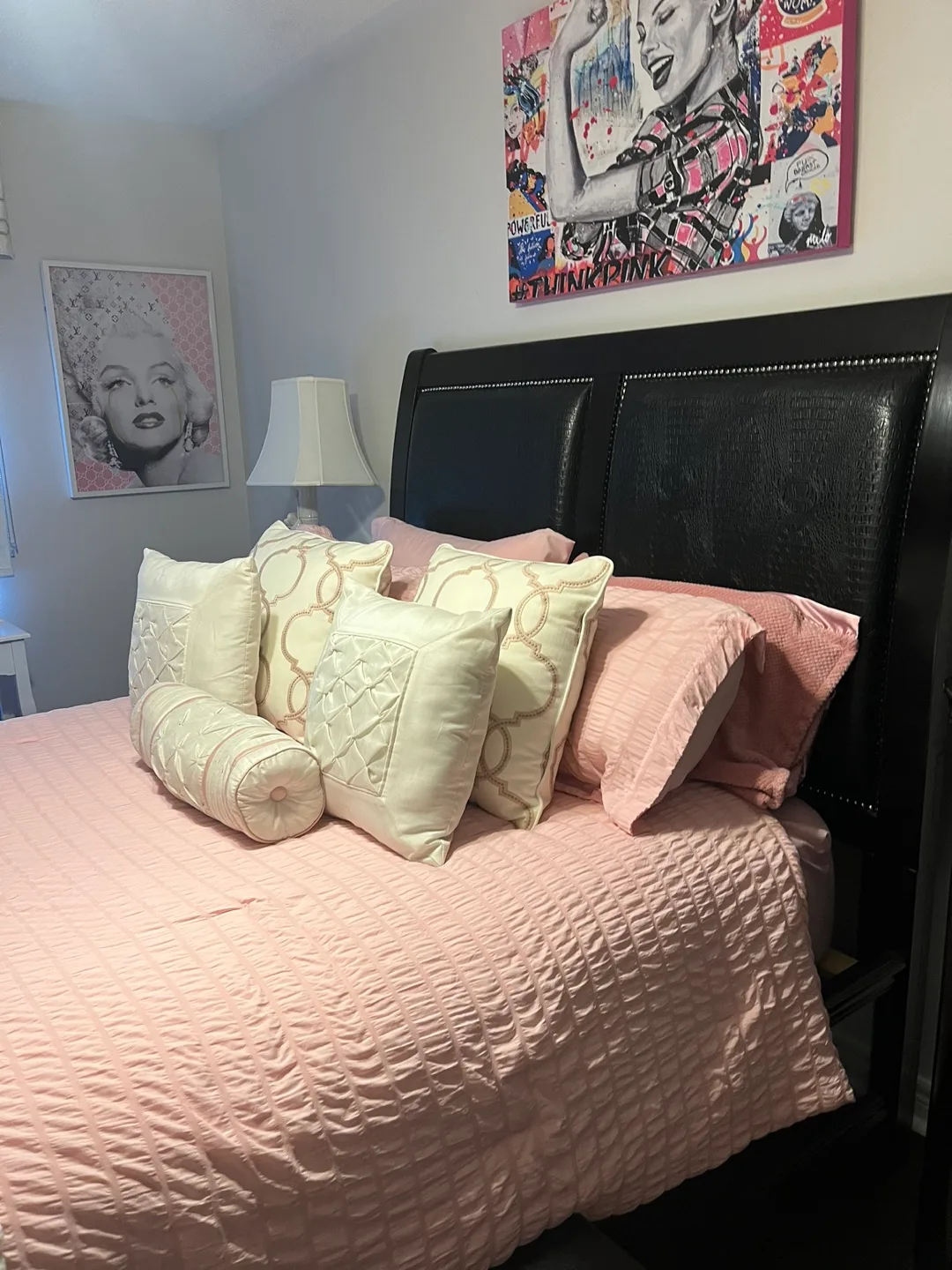 Queen Leather BedFrame and Mattress thumbnail