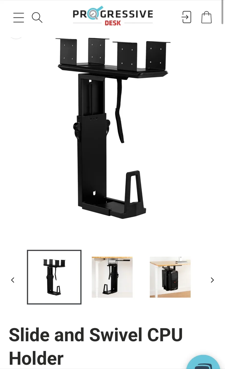 Progressive Desk Slide and Swivel CPU Holder - Black thumbnail