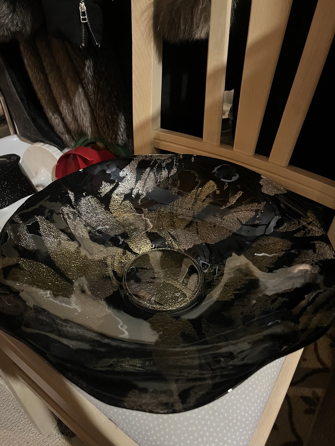 Decorative Black & Gold Glass Bowl - photo 2