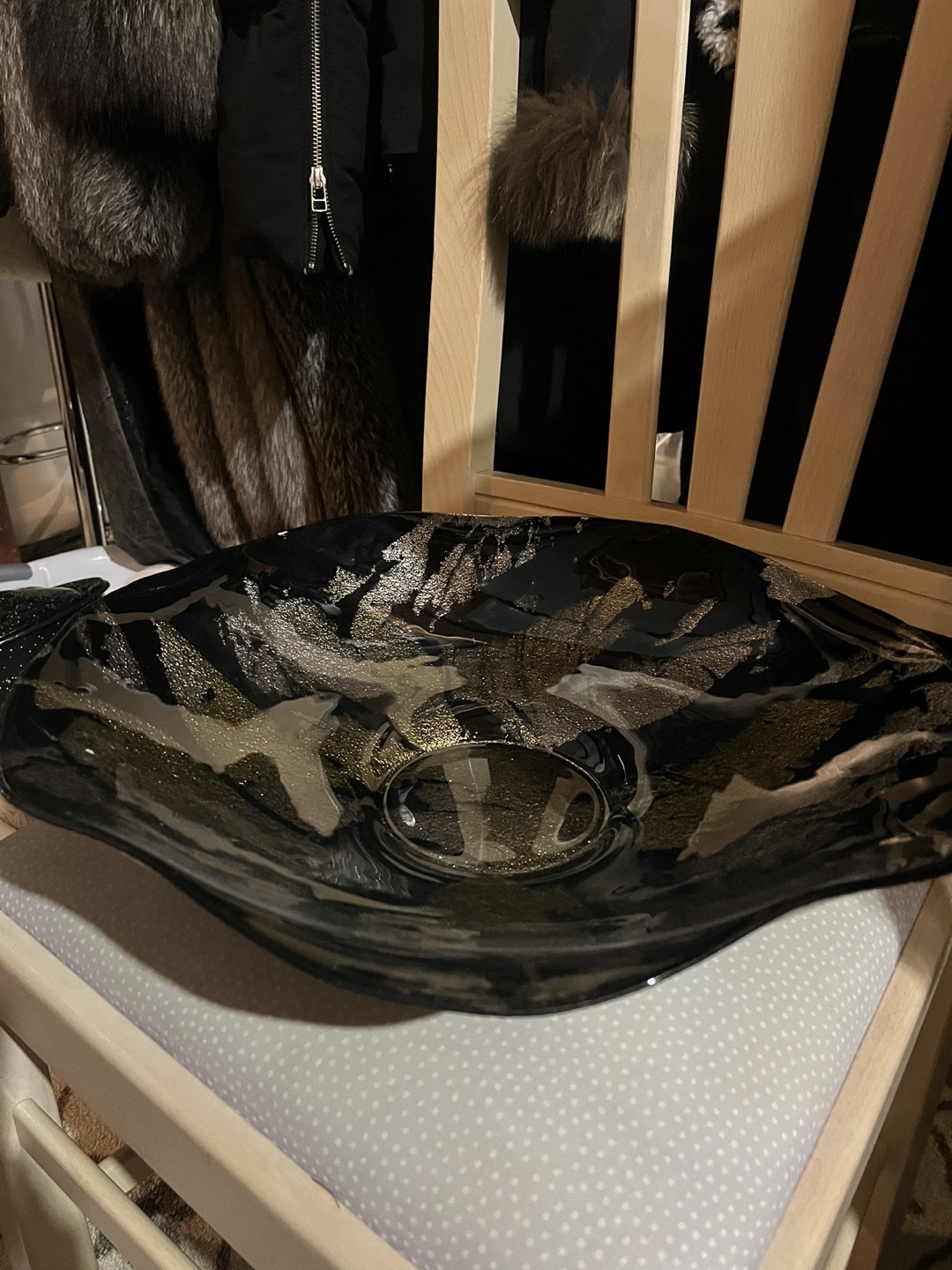 Decorative Black & Gold Glass Bowl