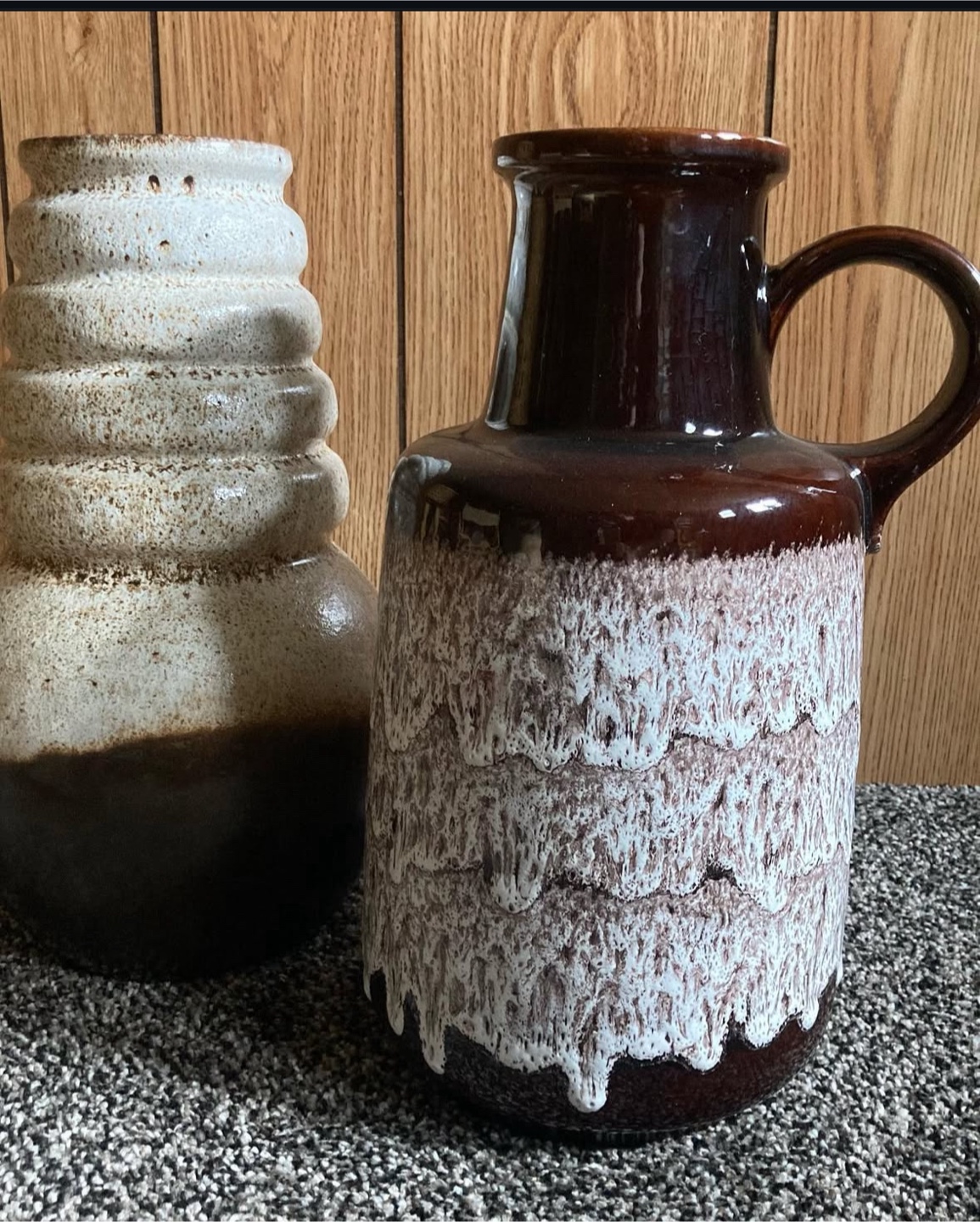 Vintage W. Germany Brown Ceramic Pitcher Vase - photo 2