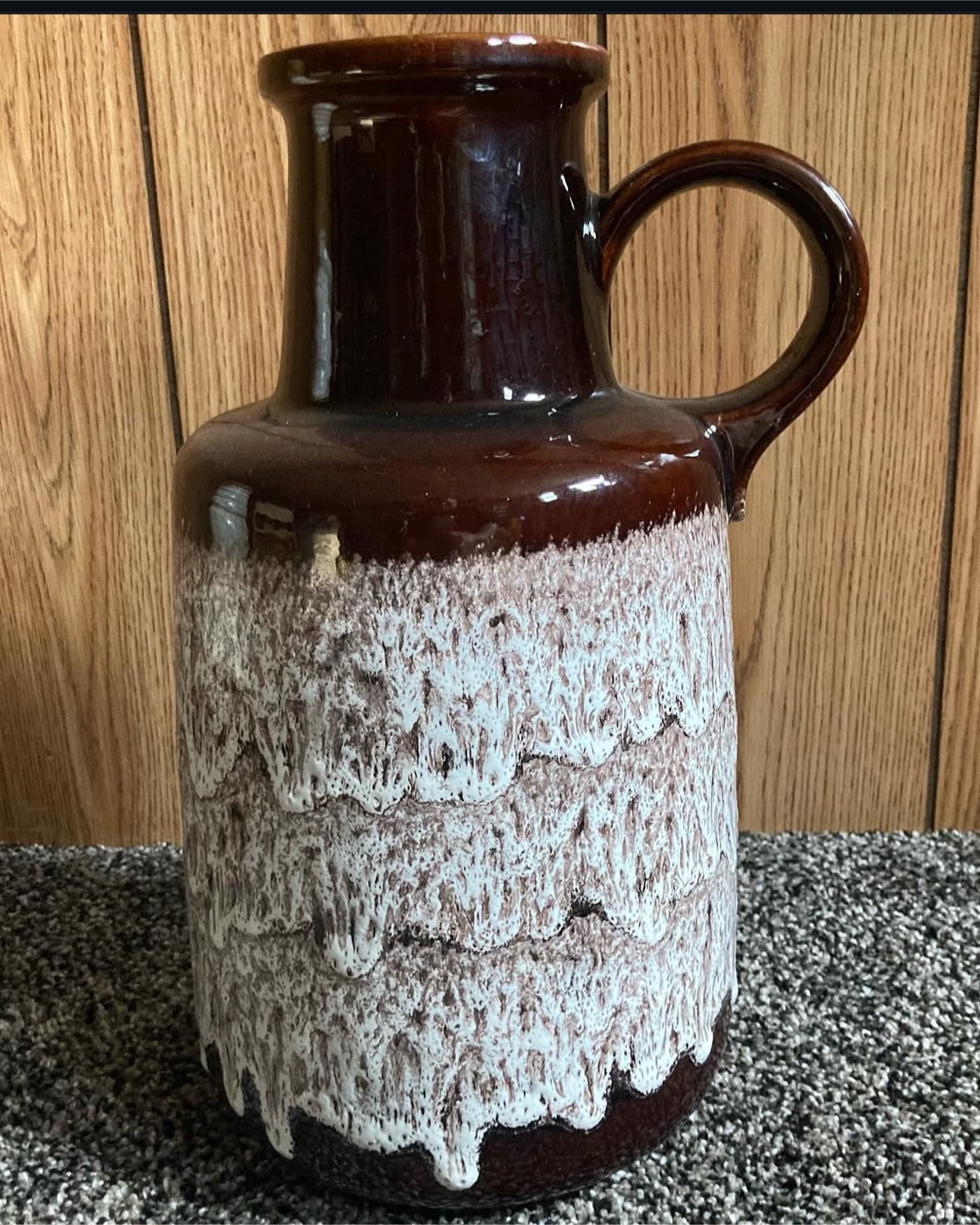 Vintage W. Germany Brown Ceramic Pitcher Vase