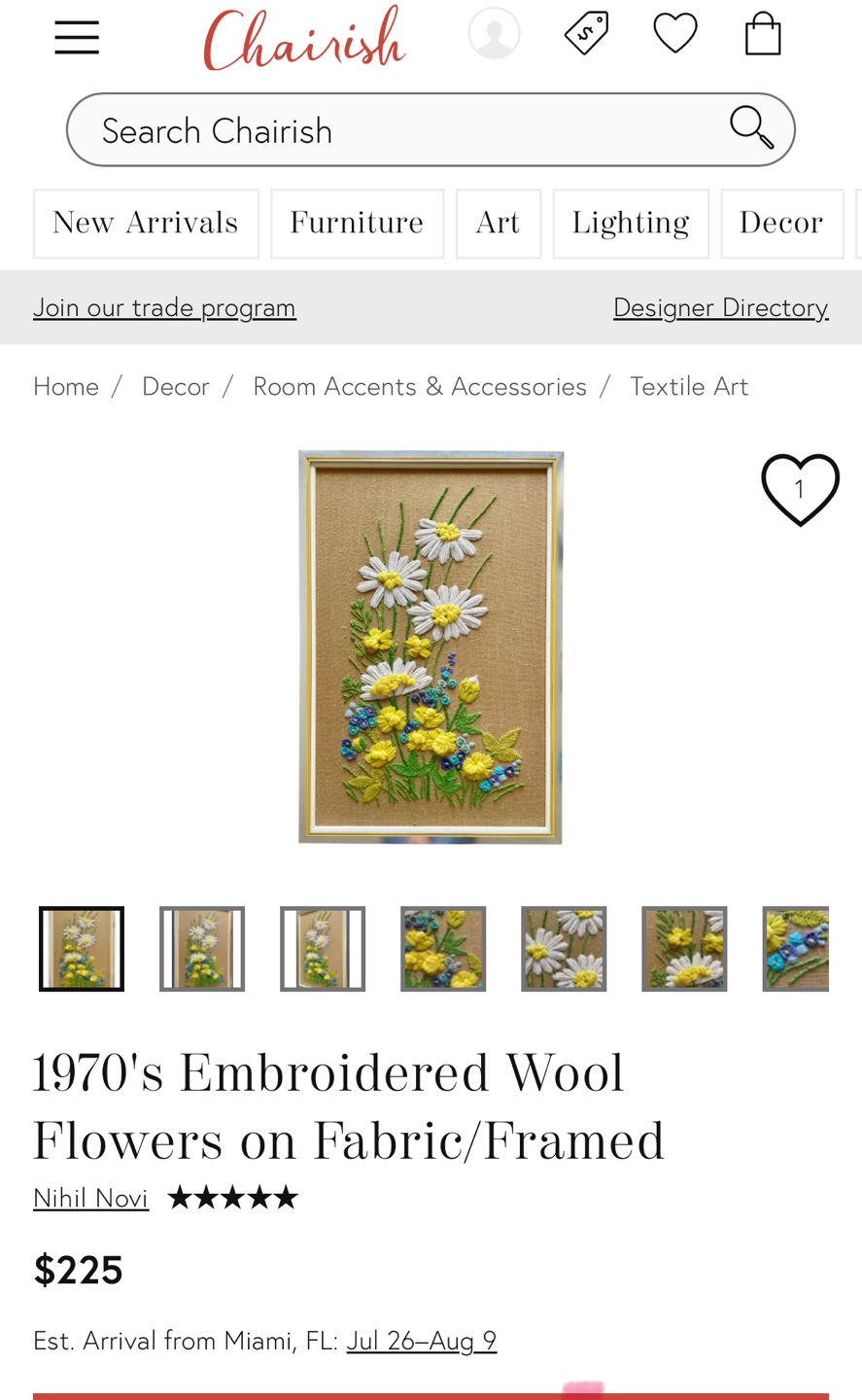 Vintage Framed Embroidered Wool Flower Art - photo 5