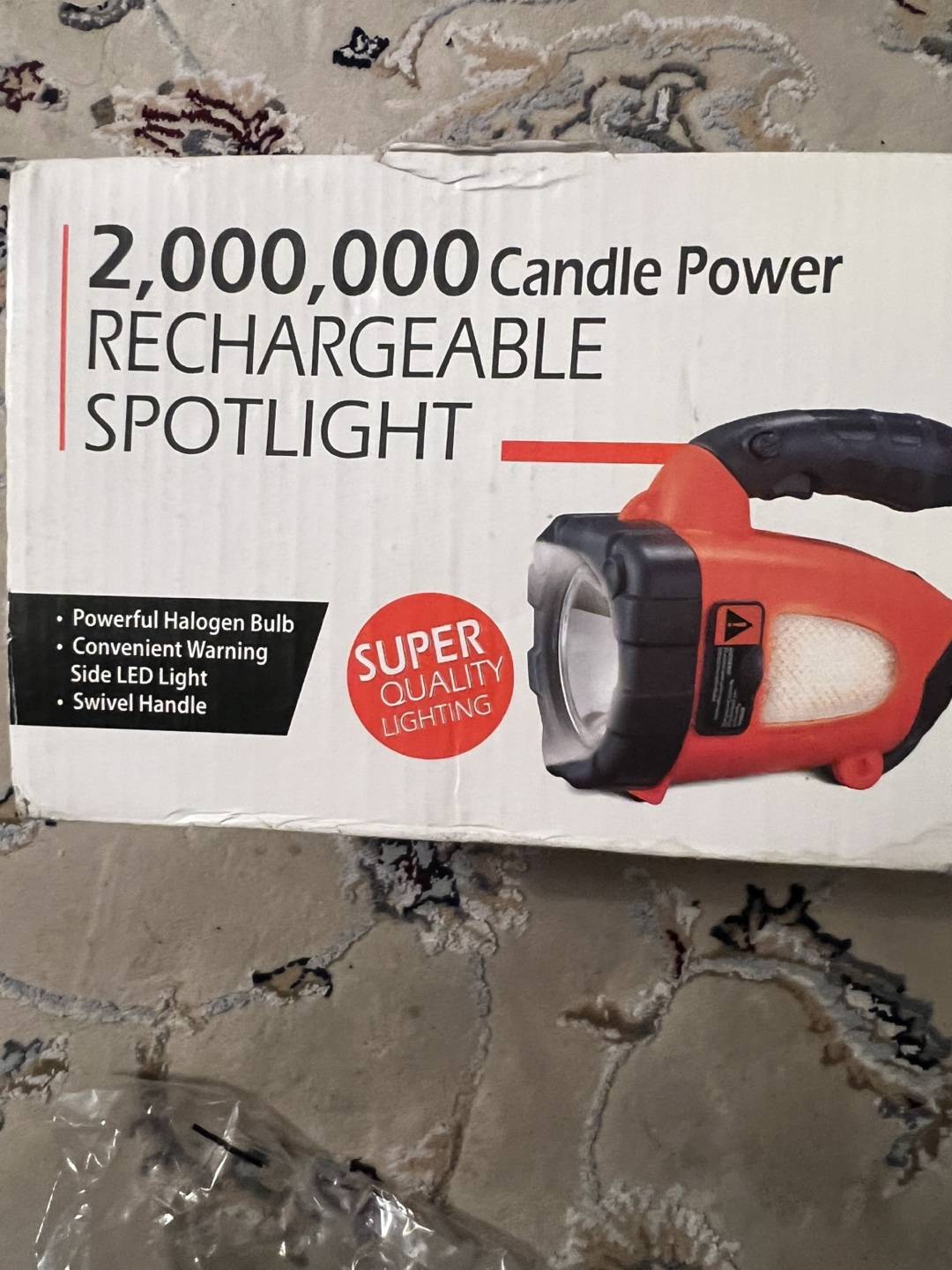 2,000,000 Candle Power Rechargeable Spotlight