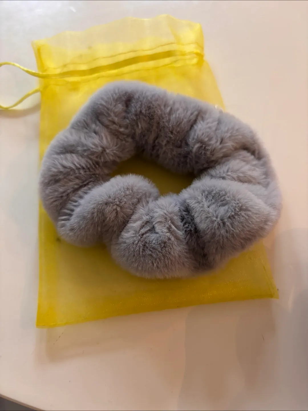 Grey Fluffy Scrunchie