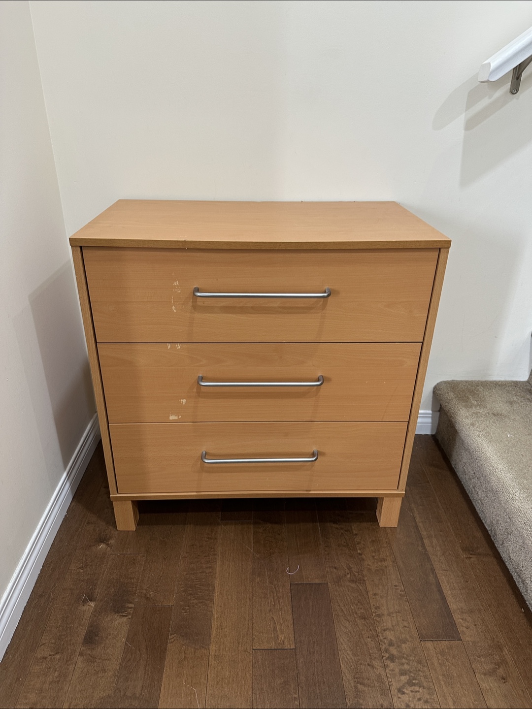 Small Brown Dresser with Metal Handles