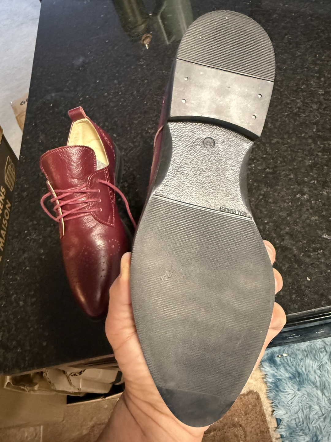 Qaylar Maroon Leather Oxford Shoes - photo 5