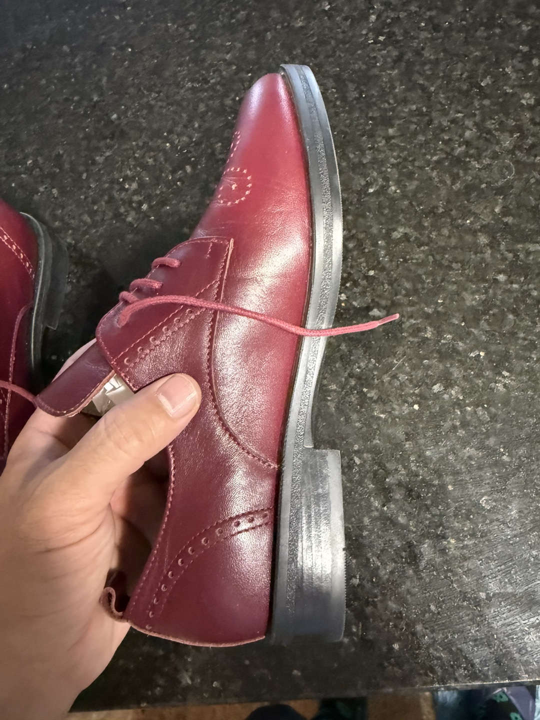 Qaylar Maroon Leather Oxford Shoes - photo 3
