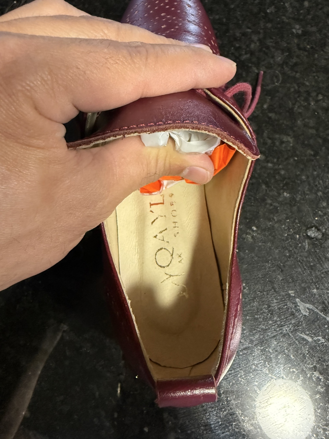 Qaylar Maroon Leather Oxford Shoes - photo 4