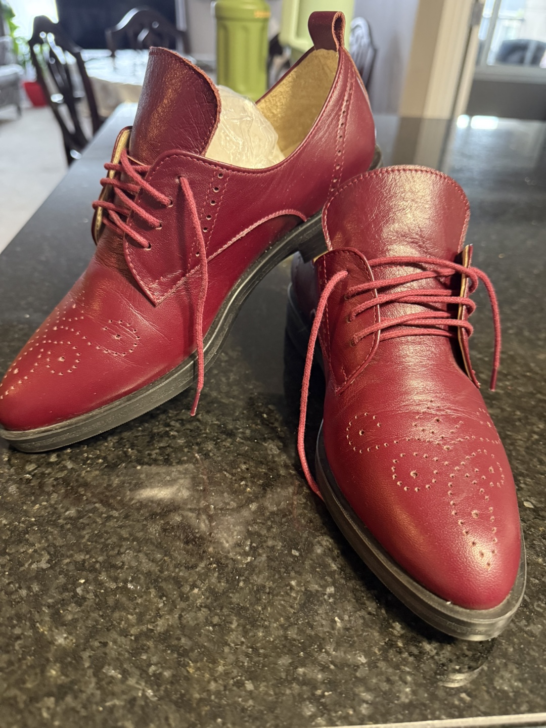 Qaylar Maroon Leather Oxford Shoes - photo 2