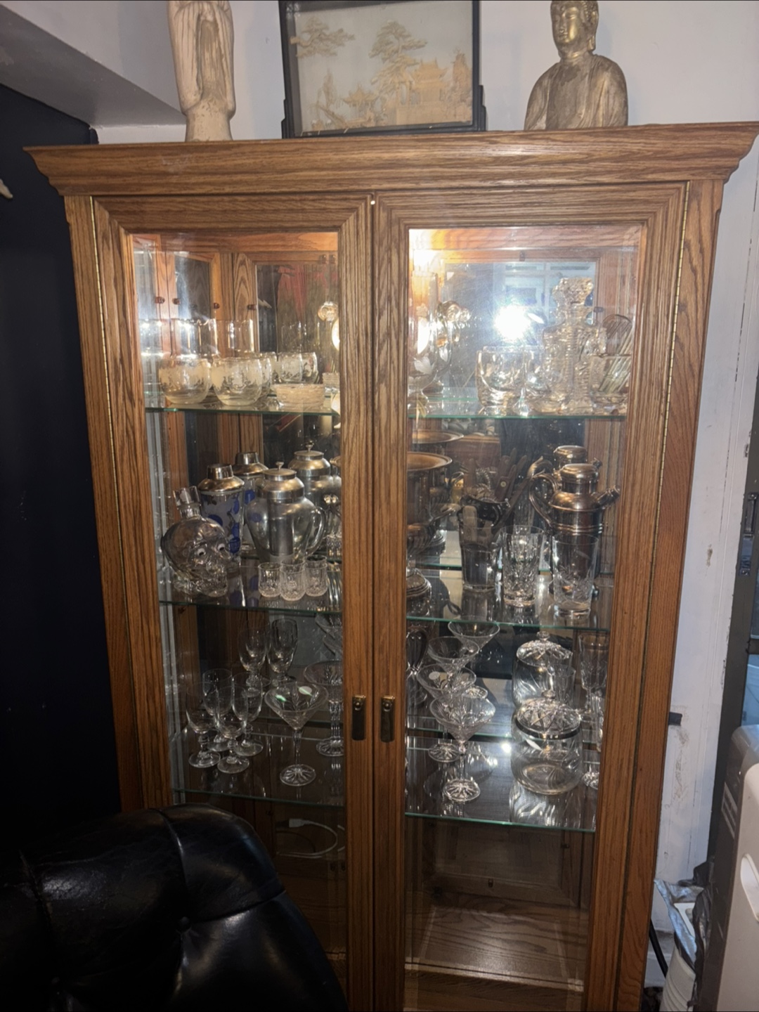 Solid Oak Wooden Display Cabinet