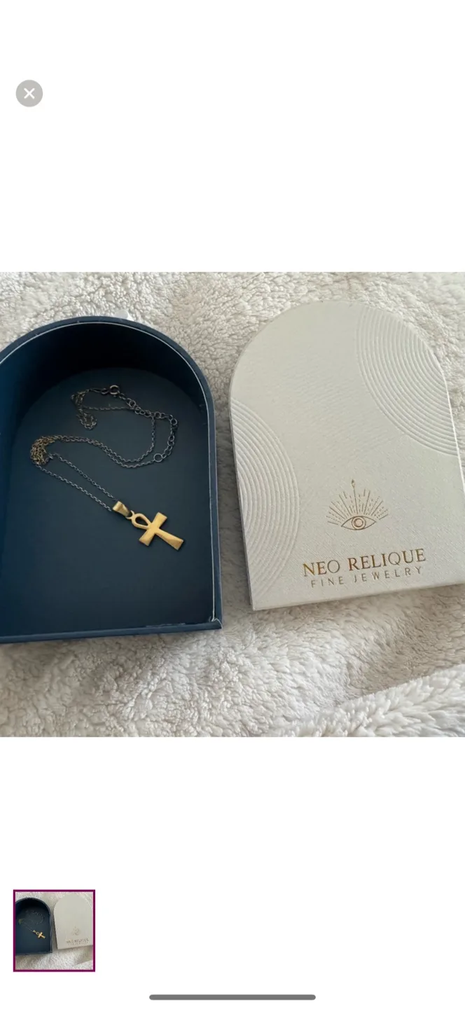 925 Sterling Silver with  Gold Plated Fine Jewelry Ankh Necklace thumbnail