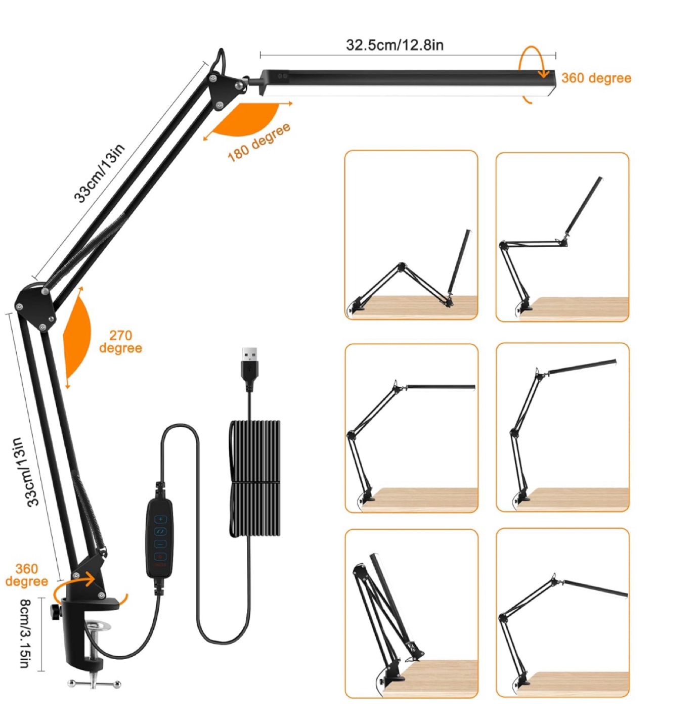 LED Desk Lamp with Arm - photo 2