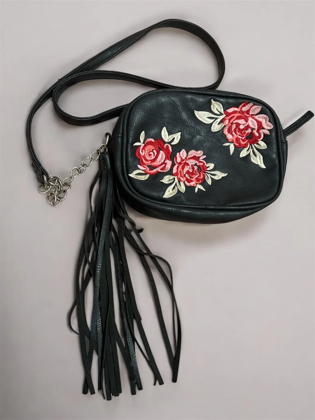 Black Floral Embroidered Crossbody Bag #freecycle thumbnail