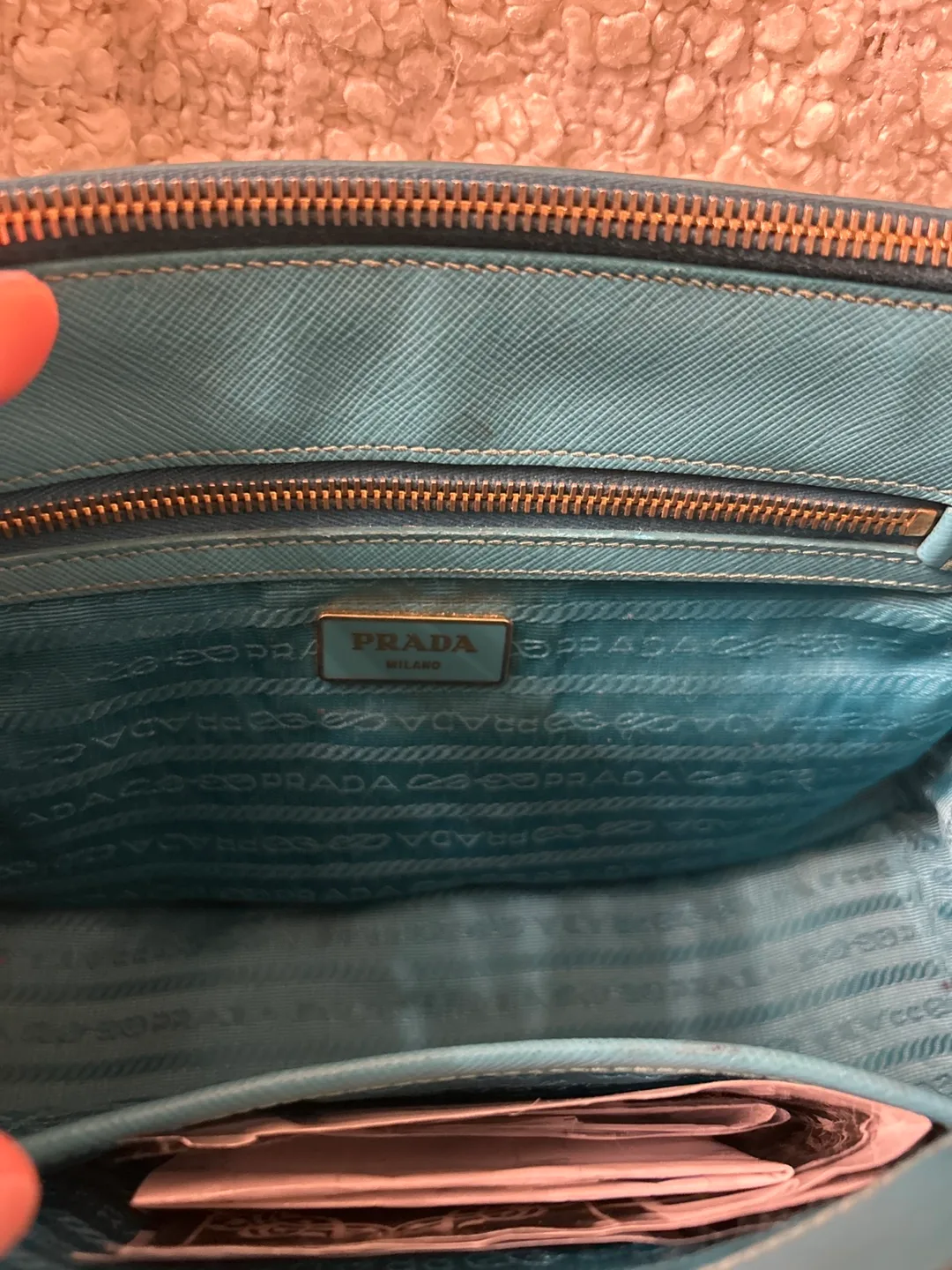 Prada Saffiano Leather Top Handle Bag - Blue image indicator(2)