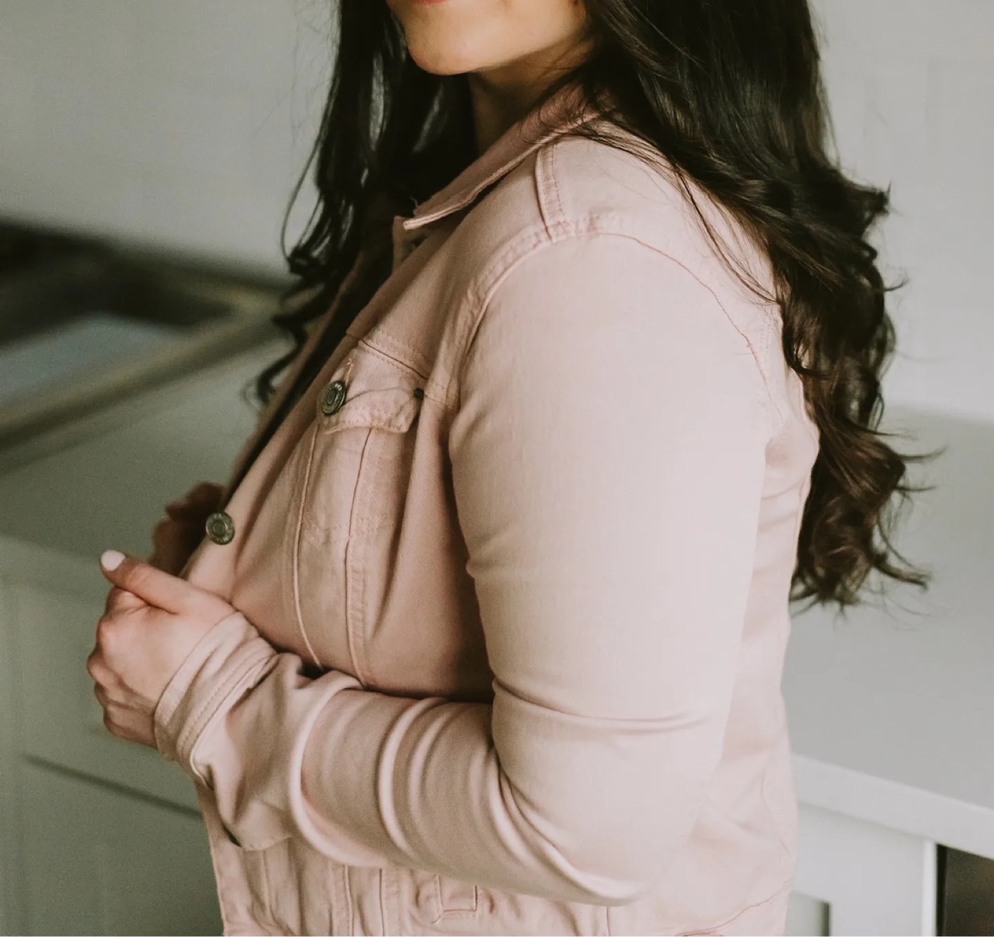 GARAGE Blush Pink Denim Jacket | Medium thumbnail