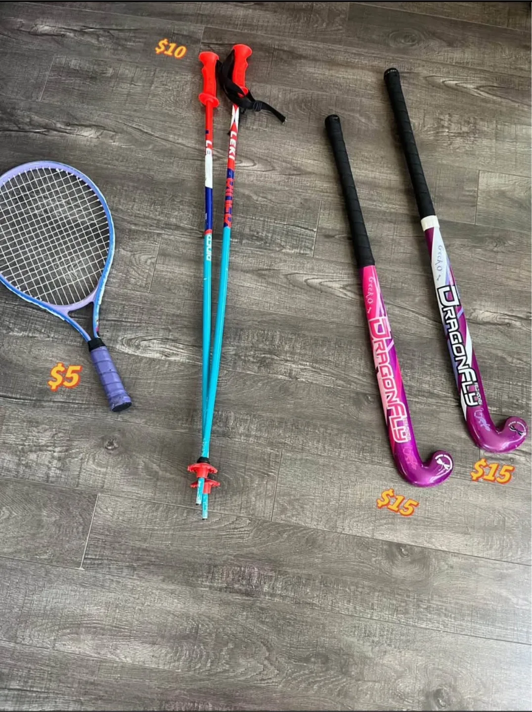Tennis Racket, Ski Poles & Dragonfly Hockey Sticks thumbnail