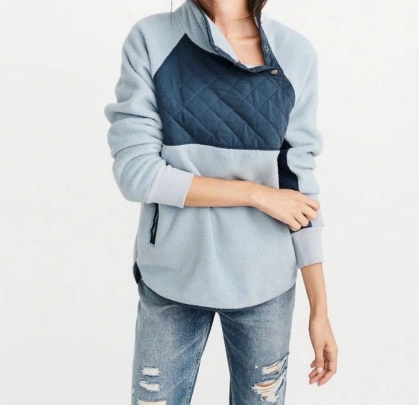 Abercrombie & Fitch Asymmetrical Fleece Snap Pullover - Small thumbnail